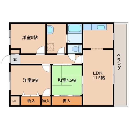 近鉄奈良駅 バス8分  般若寺下車：停歩1分 3階の物件間取画像